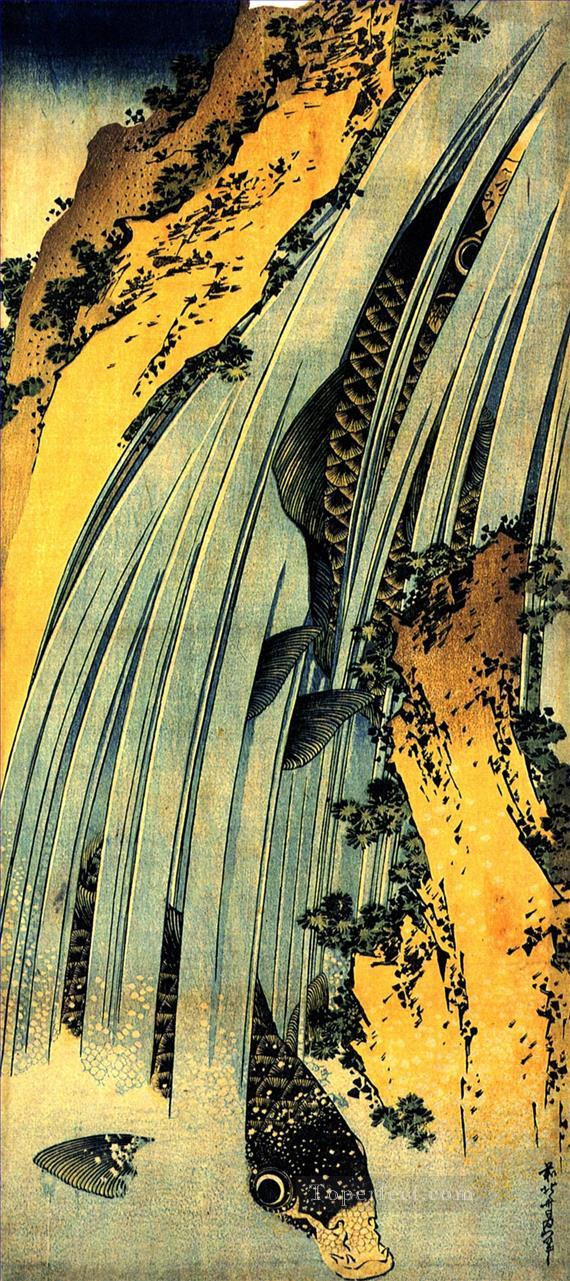 two carp in a cascade Katsushika Hokusai Ukiyoe Oil Paintings
